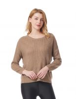 Open Back V Neck Criss Cross Women's Pullover Sweaters Long Sleeve Casual Loose Knitted Tops For Women