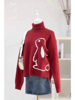 High Neck Warm Rabbit Pattern Pullover Sweater