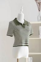 Short Sleeved Pullover Striped Sweater