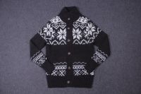 Men's 70% Acrylic 30% Wool knitted mock neck and long sleeve jacquard cardiganigan