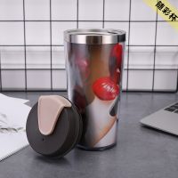 double wall plastic 420ml advertising cup promotion thermos tumbler with paper insert,double wall plastic paper insert tumbler