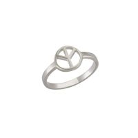 Sterling Silver Minimalist Design Peace Sign Ring 
