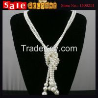 Fashion Long Tassel Pearl Party Wedding Necklace Chain Jewelry