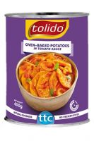 Canned oven packed potatoes in tomato sauce