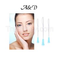 Mono screw blunt needle cannula thread for lines