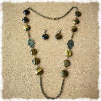Brown Tiger Eye Stones Necklace and Earrings