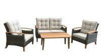 Outdoor furniture rattan furniture sofa with Teak arms(72100)
