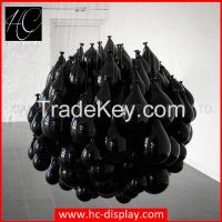 Artificial black hanging fiberglass balloons store window displays