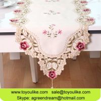 Handmade Cutout Exquisite Embroidered Decorative Dining Table Cloth Set Chair Cover Table Runner Cushion Cover