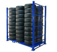 Foldable stack rack movable tire rack