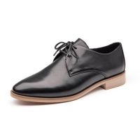 Parrcen Women Shoes Manufacturer In China High Quality Black Leather Lace Up Loafer Shoes