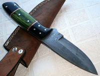 Custom Handmade Damascus Steel knife-Buffalo Horn and Wood Handle 