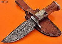Custom Handmade Damascus Steel 10.00 Inches Knife-Handle Made of Bone and Wood