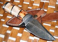 Custom Handmade Damascus Steel knife-Stained Bone Handle 