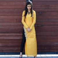 Yellow Cotton Long Kurti