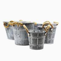 Antiqued metal flower pot for garden home decortaion