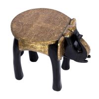 Handicraft Wooden Metal Finish Elephant Stool