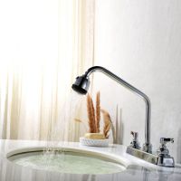 Double Workboard Kitchen Sink Faucet Deck-mounted Type Double Water Inlet Swing Nozzle Brass Color Chrome
