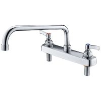 Double Workboard Kitchen Sink Faucet Deck-mounted Type Double Water Inlet Swing Nozzle Brass Color Chrome