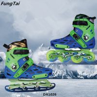 2 In 1 Ice Skate and Inline Skate 4 Wheels Street Slalon Shoes (DA1025-1027)