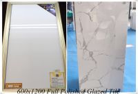 White Sparkle Bianco Carrara Marble Granite Glossy Full Polished Glazed Porcelain Floor Tile 600x1200