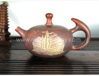 Purple Clay Chinese Nixing Peony Engraving Tea pot Pure Handmade Big Capacity Teapot