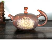 Round Purple Clay Teapot Nixing Pottery Pot Pure Handmade Qinzhou Local Pottery Tea Pot 