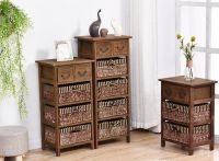 Home furniture wooden chest with Woven baskets