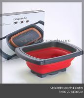 Food grade silicone callapsible washing basket