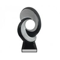 Buy abstract black & silver laquered scultpure on base online