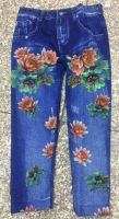 women's denim trousers (flower printed)