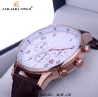 Top sell high quality luxury men's genuine leather band wrist watch