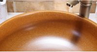 Jingdezhen Gucheng Restaurant Modern Luxury Above Counter Bathroom Round Ceramic Vessel Sink Art Basin