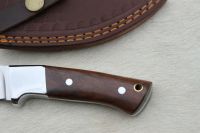 Custom Handmade D2 Tool Steel Hunting/camping Knife With Rose Wood Handle With Leather Sheath