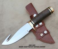 custom handmade 1095 high carbon steel mirror polish blade hunting/skinner gutt Hock knife with walnut wood handle