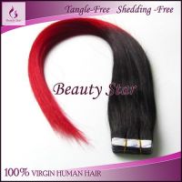 Tape Hair Extension, T1B/Red#, 100% Natural Human Hair