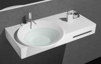 Solid surface Wash Basin Top Wall mount Man-made stone sink with towel rack