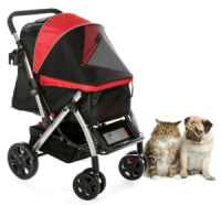 PET ROVER    Premium Stroller for Small/Medium/Large Dogs, Cats and Pets (Red)