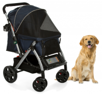 PET ROVER               Premium Stroller for Small/Medium/Large Dogs, Cats and Pets (Navy Blue)