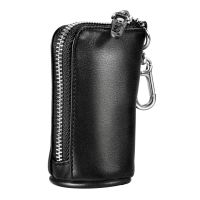 Car Keychain, Key Pouch Key Bag,genuine Leather [large Capacity] Car Key Card Holder Coin Purse With Metal Hook And Keyring - Black
