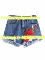 summer sexy appliques short jeans for ladies