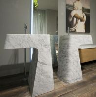 Carrara White Marble Pedestal Sink, Italy Carrara White Marble Pedestals Basin