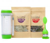 30 Day Detox Tea Kit for Teatox & Weight Loss to get that Skinny Tummy by Teami Blends | Our Best Colon Cleanse Blend to Raise Energy, Boost Metabolism, Reduce Bloating! (Green Tumbler & Infuser)