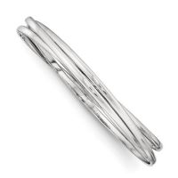 Sterling Silver Rhod. Plated Pol. Triple Interwined Slip-on Child's Bang