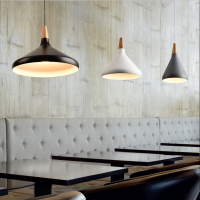 Modern Wooden Metal Decorative Pendant Lamp Hanging Light For Restaurant