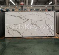 artificial quartz stone slab countertop calacatta