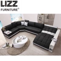 Modern Oversize Italian Leather Sofa With Chaise Sofa Bed