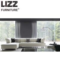 Modern Living Room L Shape Sectional Orange Leather Sofa