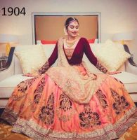 Indian Ethnic Bangalori Satin Embroidered Designer Lehenga Choli