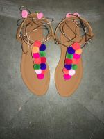 Handmade Classic Beautiful Flat Colorful Pompom Sandal